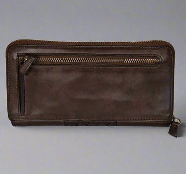 MET Women's Basket Weave Zip-Around Clutch Wallet