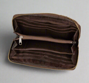 MET Women's Basket Weave Zip-Around Clutch Wallet