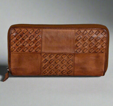 MET Women's Basket Weave Zip-Around Clutch Wallet