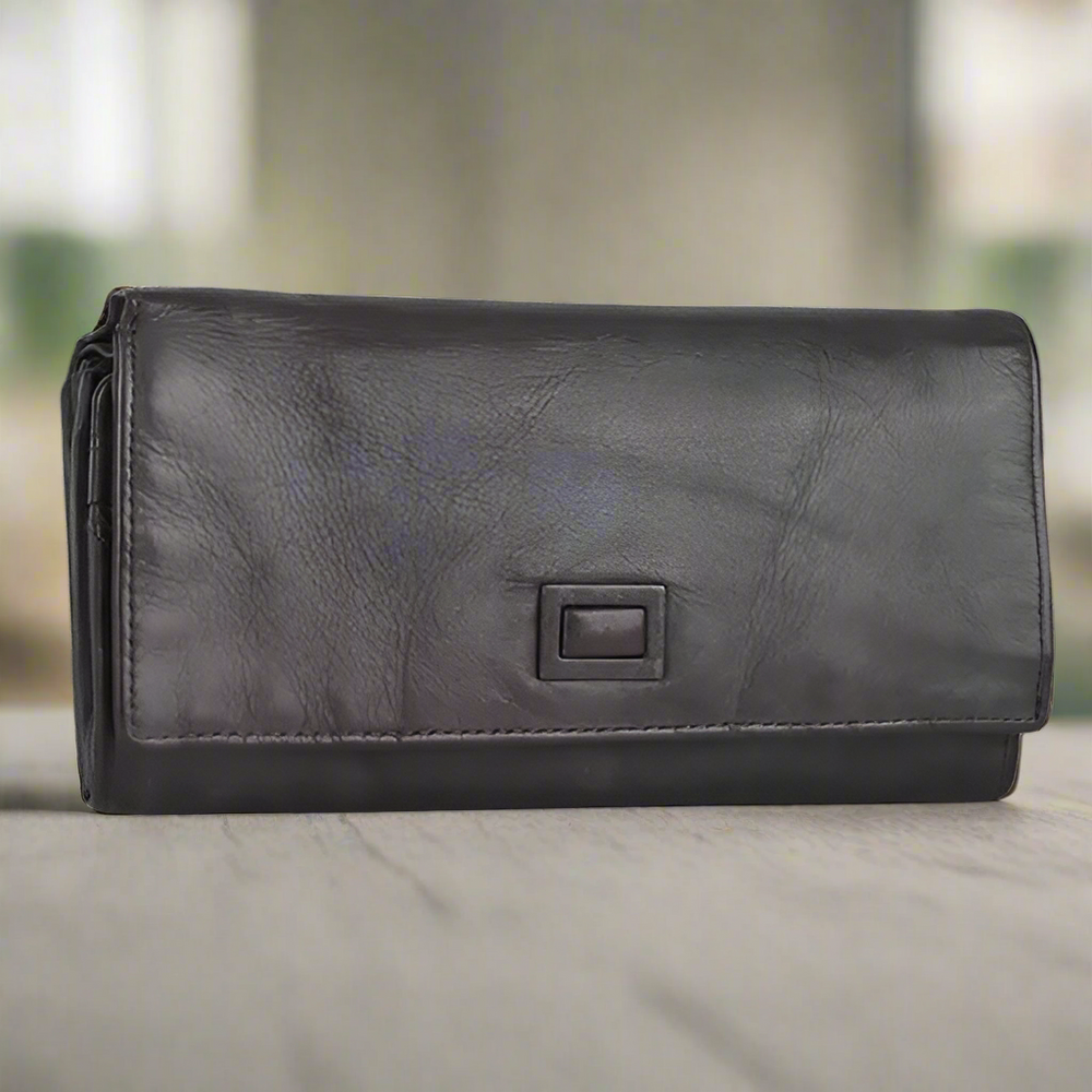 Portefeuille en cuir carré à patte MET pour femme