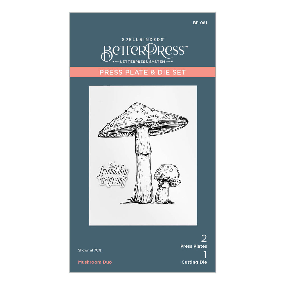 Set de presse et de matrices Duo de champignons de la collection BetterPress Autumn