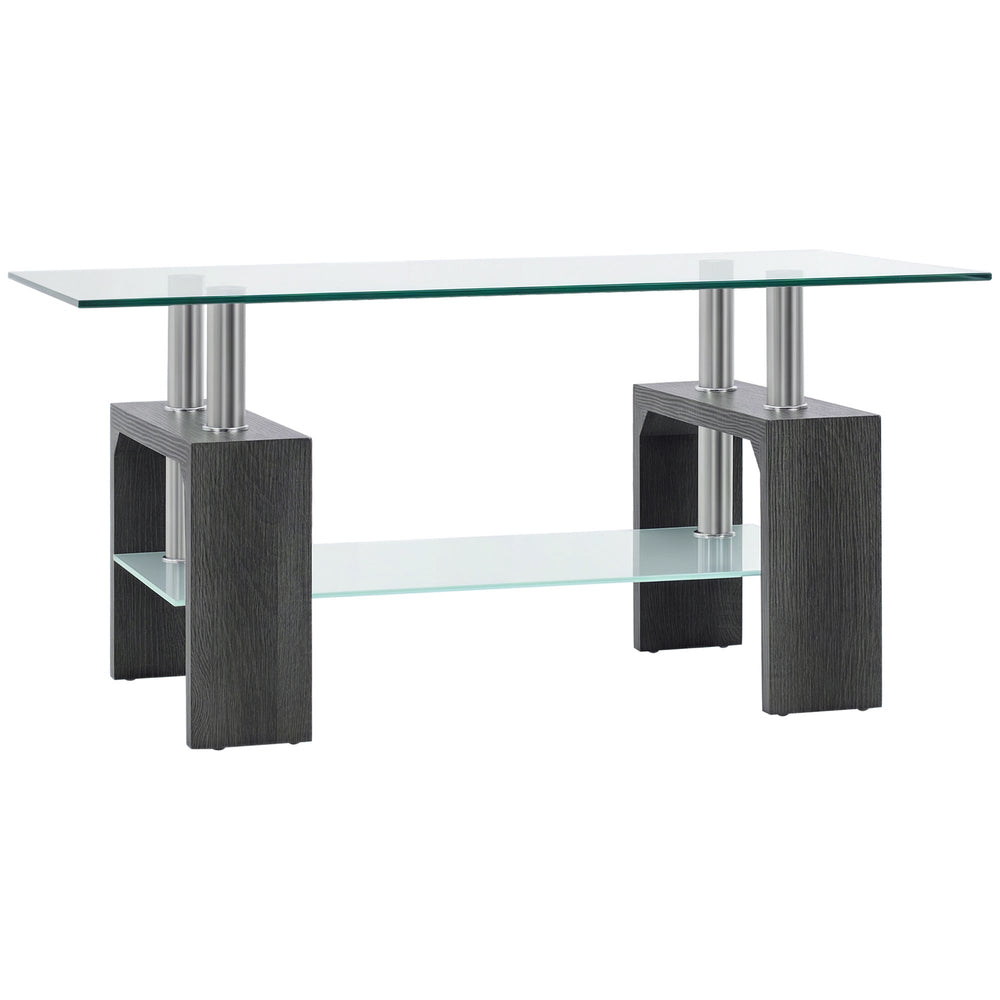 Sutton Rectangular Glass Coffee Table with Tempered Glass Top-Grey