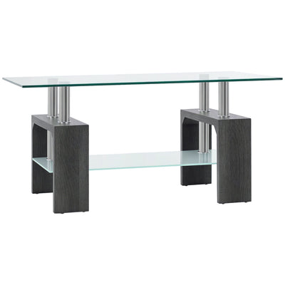 Table basse rectangulaire Sutton en verre trempé - Gris