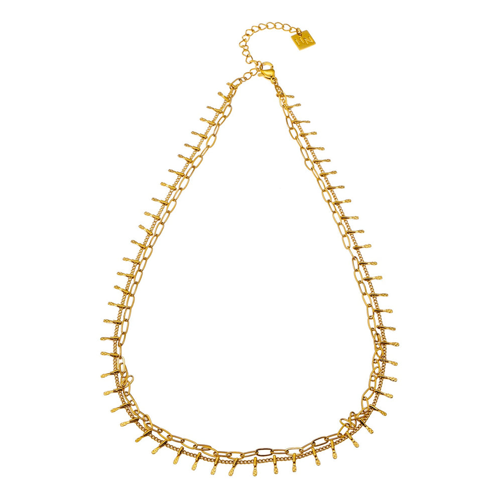 BRONTE:  Layered 2-Chain Necklace with Minimalist PaperClip Chain & Ornate Hook Chain