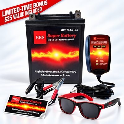 BRS14AH-BS 30 Day Warranty Battery & Smart Charger / Maintainer Combo Bundle Kit