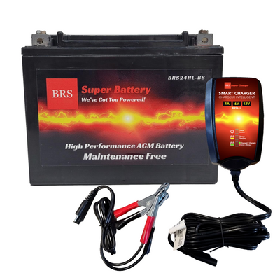 BRS24HL-BS Kit combiné batterie avec chargeur / mainteneur intelligent et garantie de 30 jours