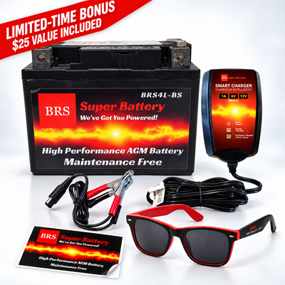 BRS4L-BS Kit combiné batterie et chargeur/mainteneur intelligent avec garantie de 30 jours