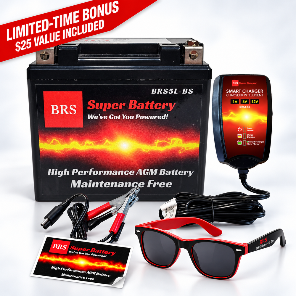 BRS5L-BS BS 30 Day Warranty Battery & Smart Charger / Maintainer Combo Bundle Kit
