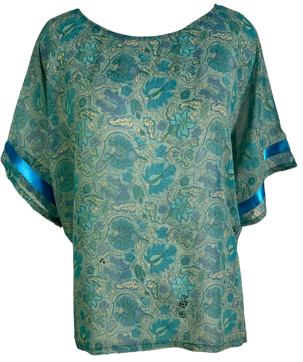 PRG6320 Sheer Avatar Pure Silk Side Slit Top
