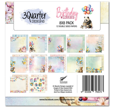 3Quarter Designs Birthday Wishes 8x8 Paper Pack