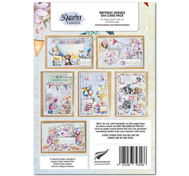 3Quarter Designs Birthday Wishes 6x4 Card Pack