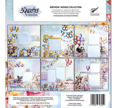3Quarter Designs Birthday Wishes 12x12 Design Paper & Diecuts Set