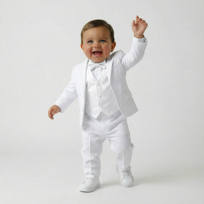 Costume Formel Blanc en Coton Élégant pour Garçon