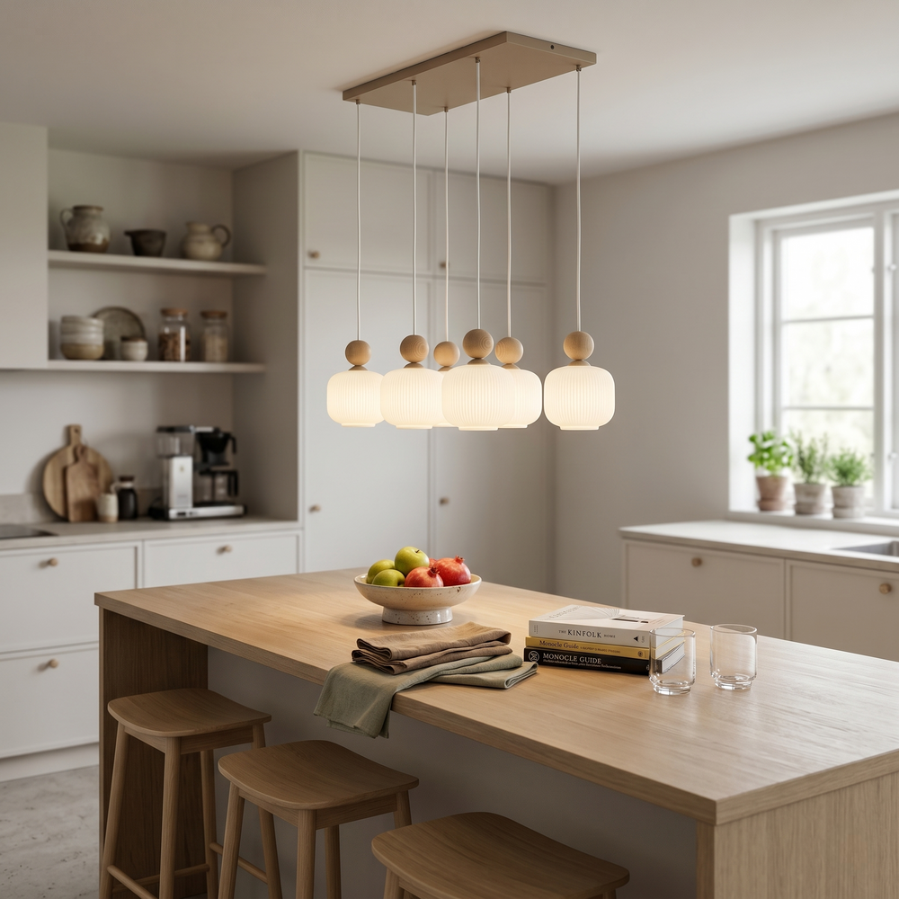 Ballo Luminaire Suspendu Scandinave 6 Lumières pour Table de Cuisine et Îlot
