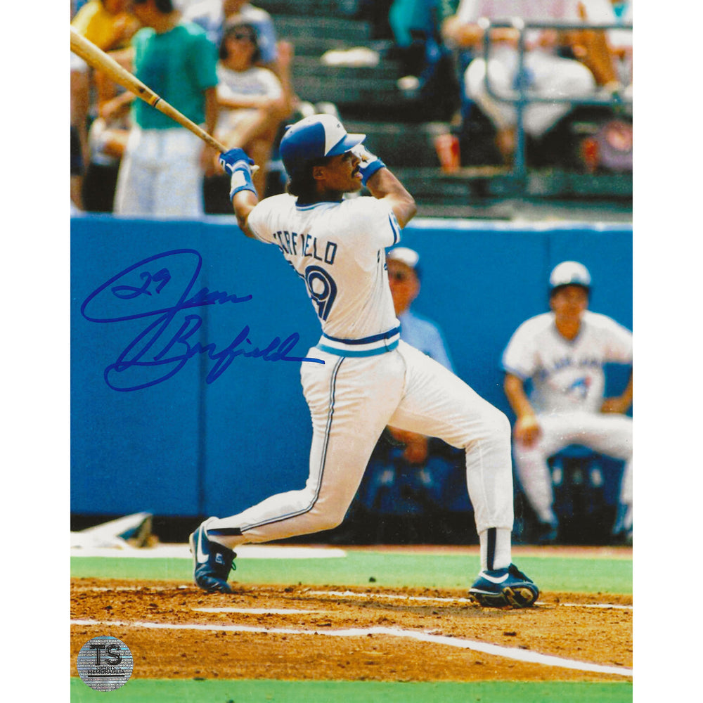 Photo 8x10 de Jesse Barfield des Blue Jays de Toronto avec autographe (position de frappe)