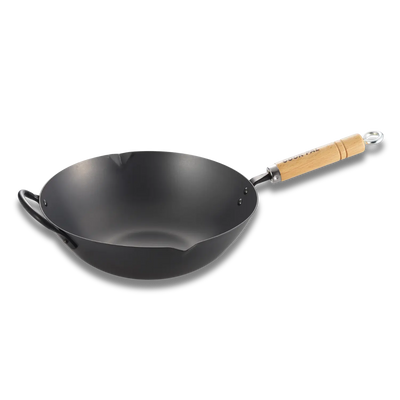 Wok Beijing Yoshikawa Cook-Pal Ren 33 cm en acier au carbone nitruré