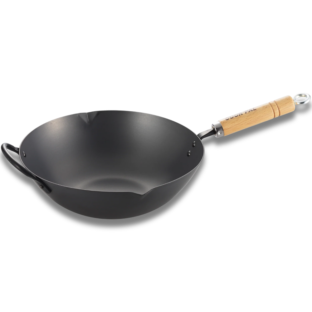 Wok Yoshikawa Cook-Pal Ren 36cm en acier au carbone nitruré style Pékin