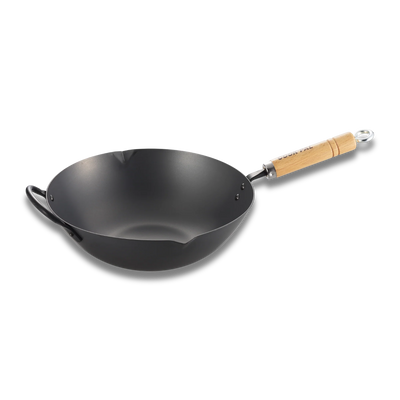 Yoshikawa Japon | Wok en acier au carbone nitruré Cook-Pal Ren 36cm - Fabriqué au Japon