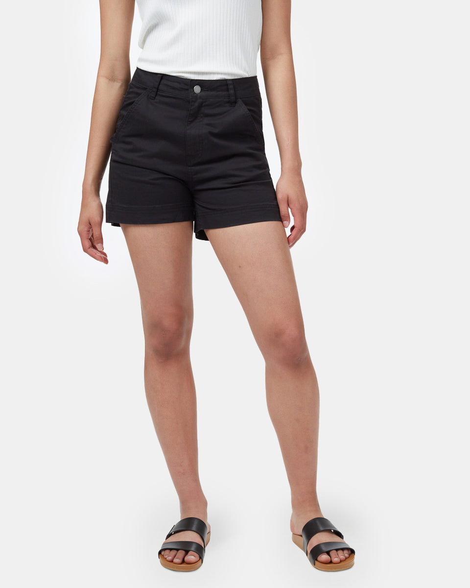 Short taille haute en sergé