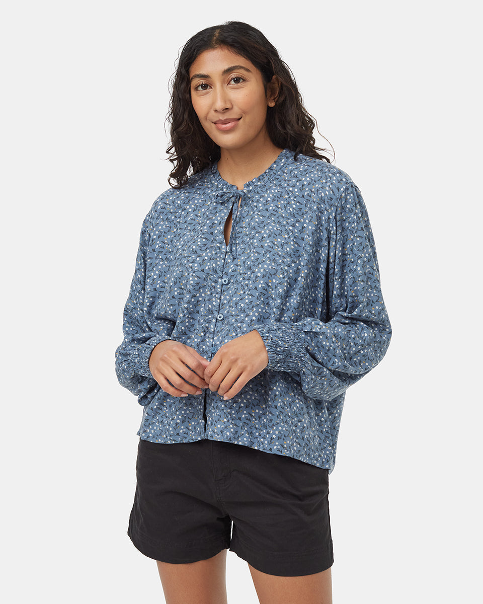 Chemisier smocké en crêpe EcoWoven