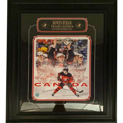 Photo encadrée 11x14 Bowen Byram autographiée – Équipe Canada, Mondiaux Juniors 2020
