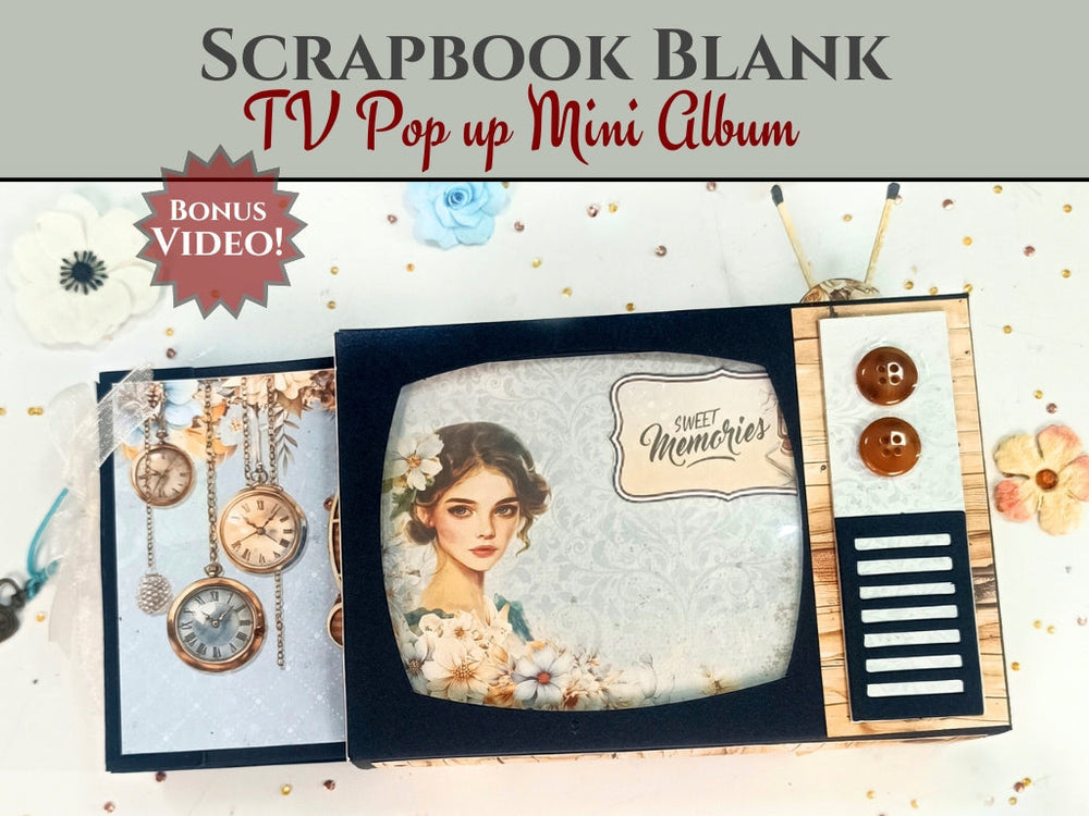 CrafTreat Scrapbook Blank Precut Album Base - TV Pop Up Mini Album - White
