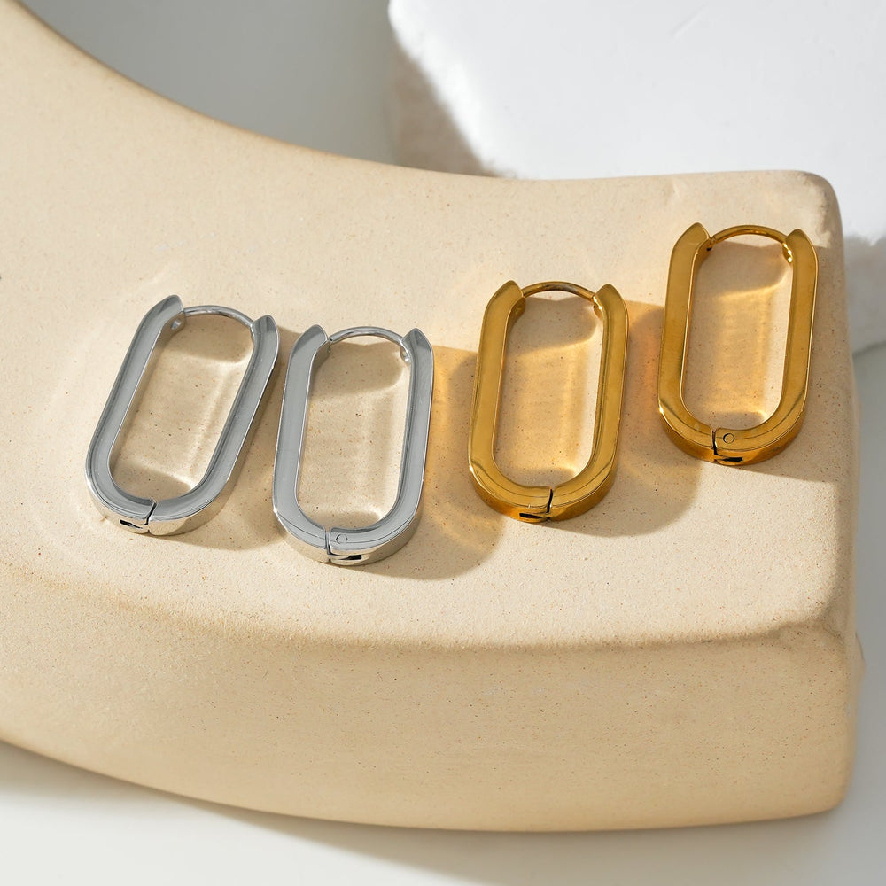 Boucles d'oreilles anneaux contemporaines CACCURI à motif géométrique (Or et Argent)
