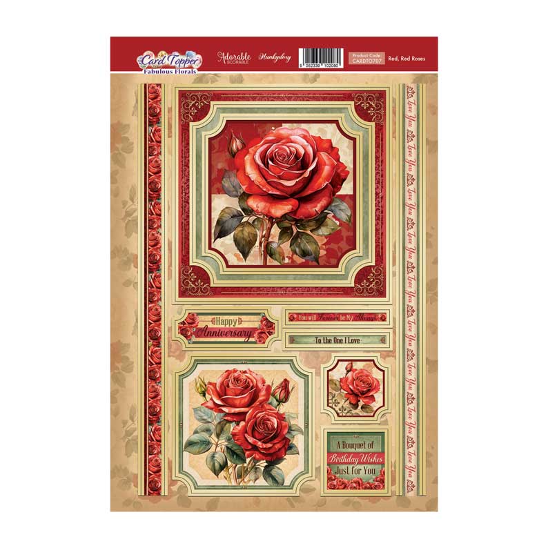 Feuille de dessus de carte Roses Rouges, Rouges