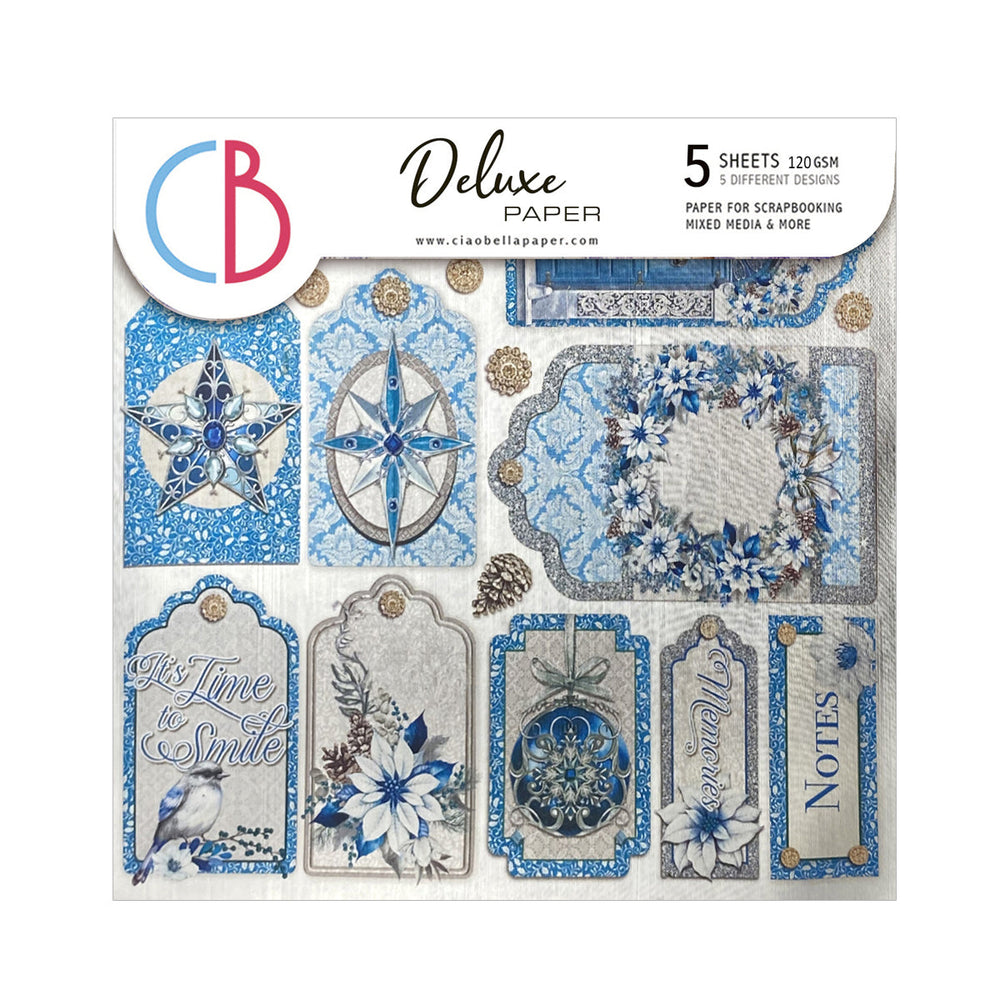 Deluxe Elegance of Blue Paper Silver 6"x6" 5/Pkg — Ecstasy Crafts