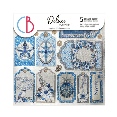 Élégance de Luxe Papier Bleu Argent 6"x6" 5/Paquet