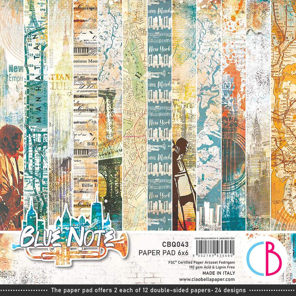 Ciao Bella Blue Note Paper Pad 6"x6" 24/Pkg — Ecstasy Crafts