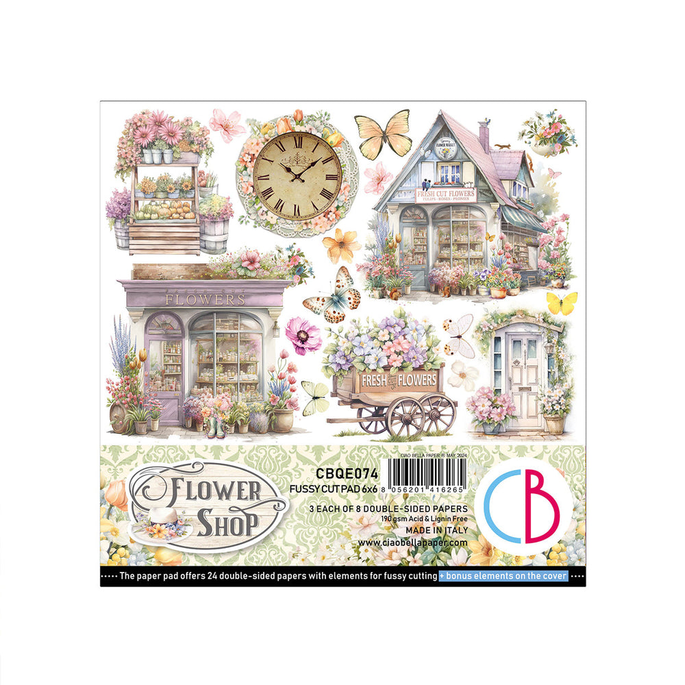 Bloc de découpes « Flower Shop » 15 x 15 cm 24 feuilles/paquet