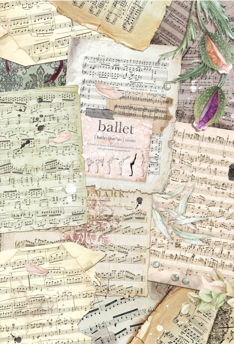 Ciao Bella Rice Paper A3 Piuma Ancient Musical Scores - 3 Sheets — Ecstasy Crafts