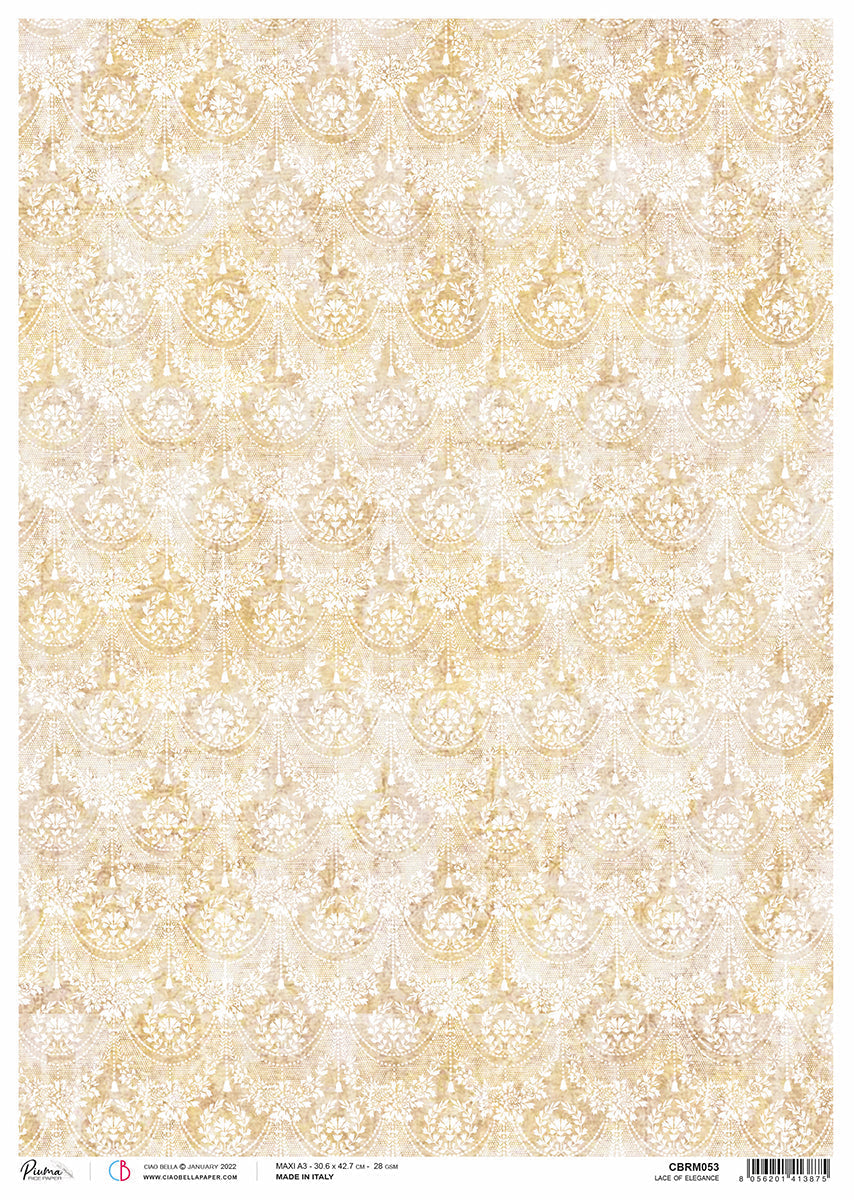 Rice Paper A3 Piuma Lace of elegance - 3 Sheets — Ecstasy Crafts