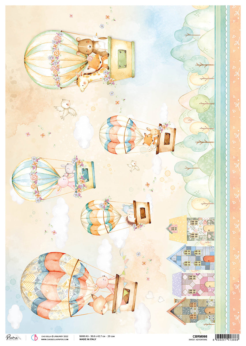 Ciao Bella Rice Paper A3 Piuma Sweet Adventure - 3 Sheets — Ecstasy Crafts