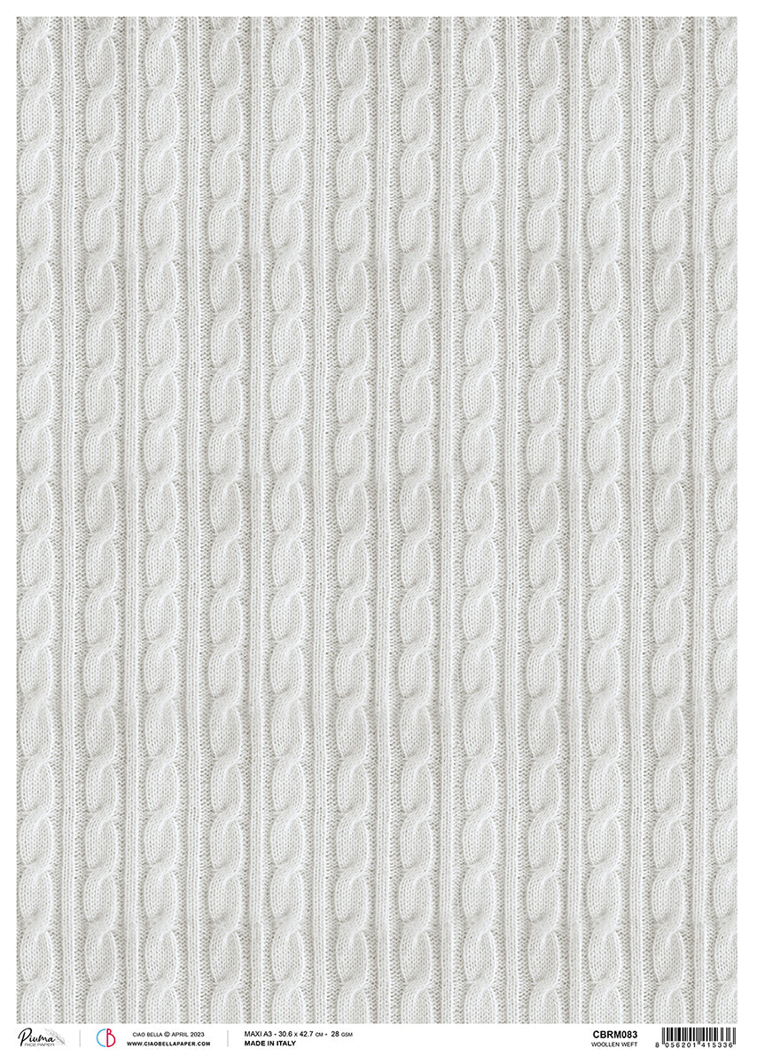 Ciao Bella Papier de Riz A3 Trame de Laine Piuma - 3 Feuilles