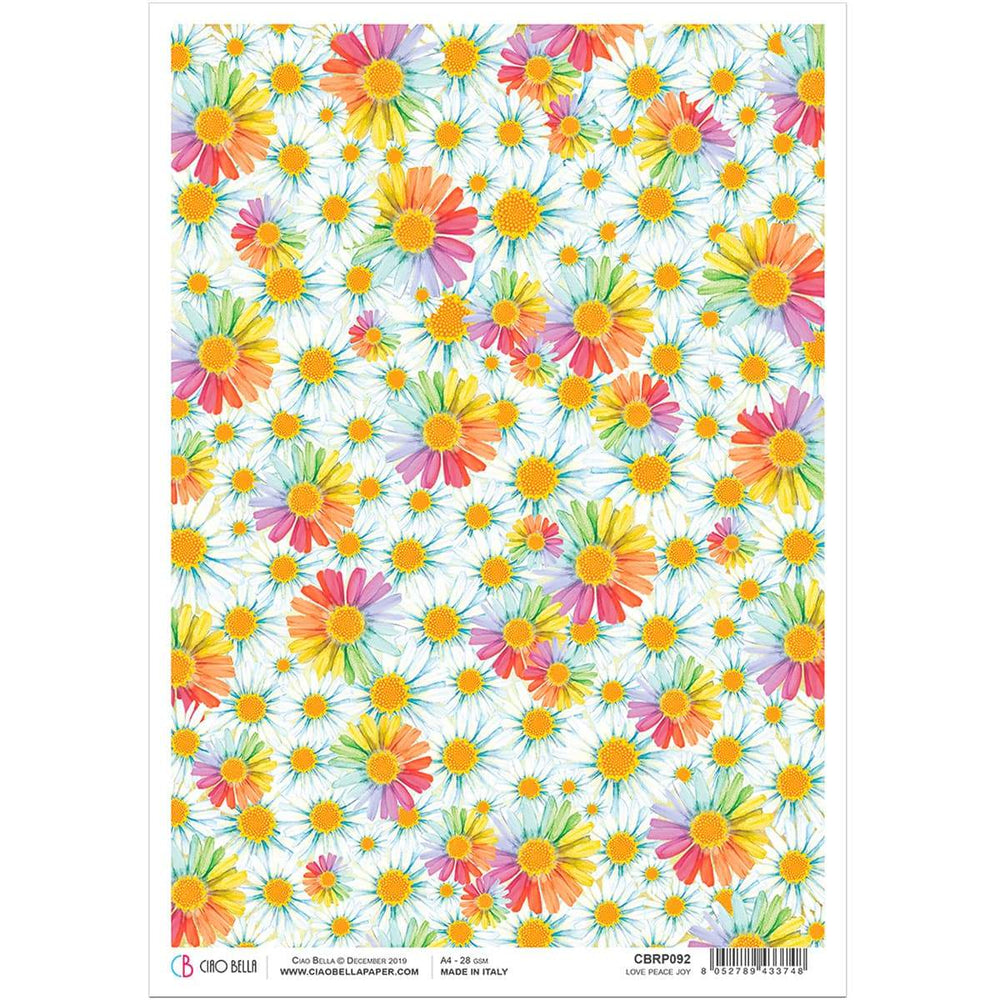 Ciao Bella Rice Paper A4 Love Peace Joy