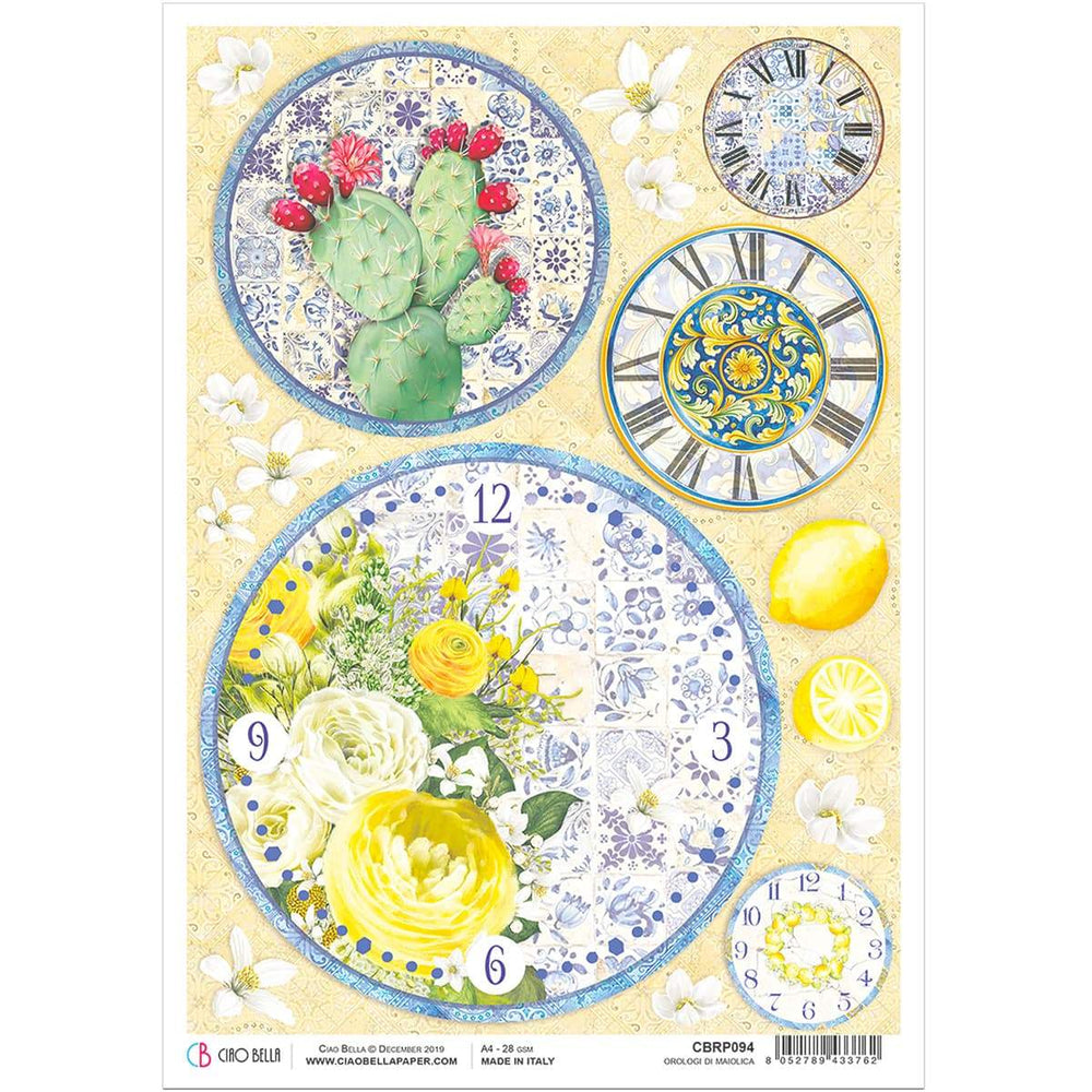 Ciao Bella Papier de Riz A4 Montres de Majolique
