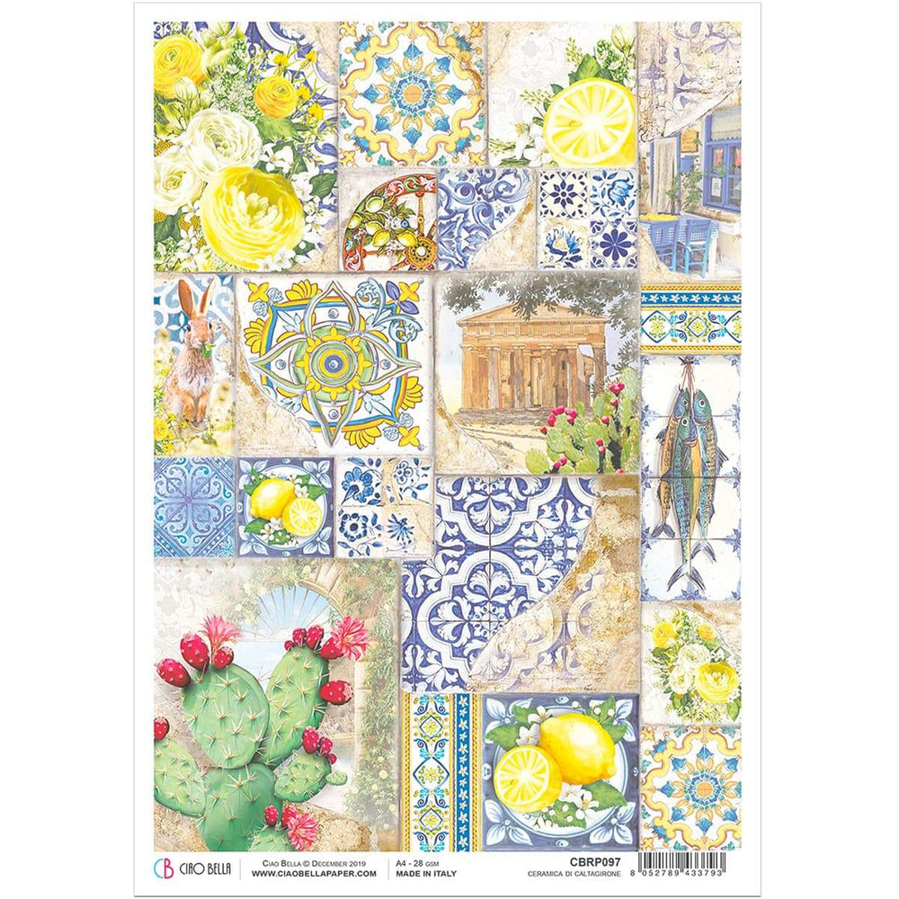 Ciao Bella Papier de Riz A4 Ceramica di Caltagirone