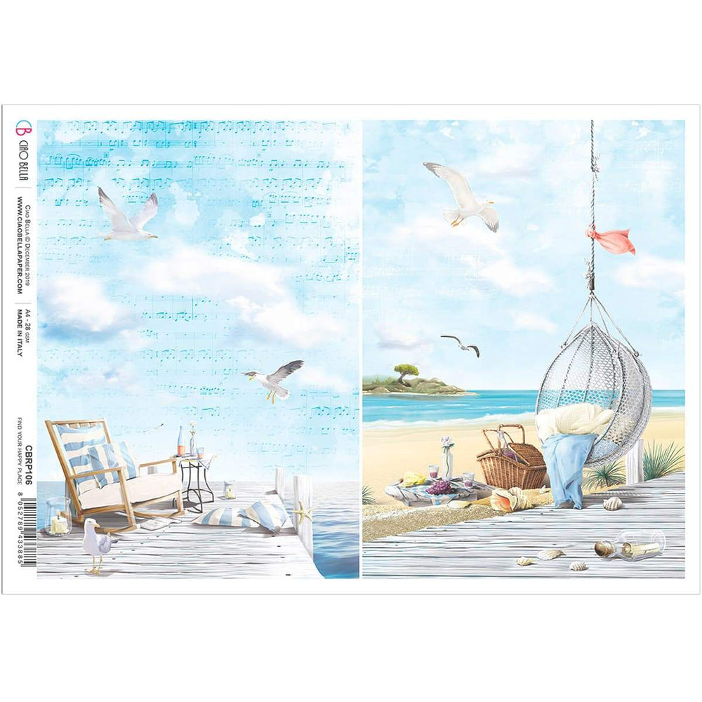 Ciao Bella Rice Paper A4 Find Your Happy Place — Ecstasy Crafts