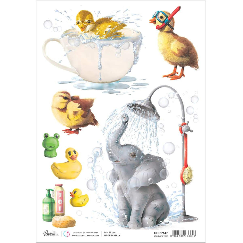 Ciao Bella Rice Paper A4 It's Bath Time — Ecstasy Crafts