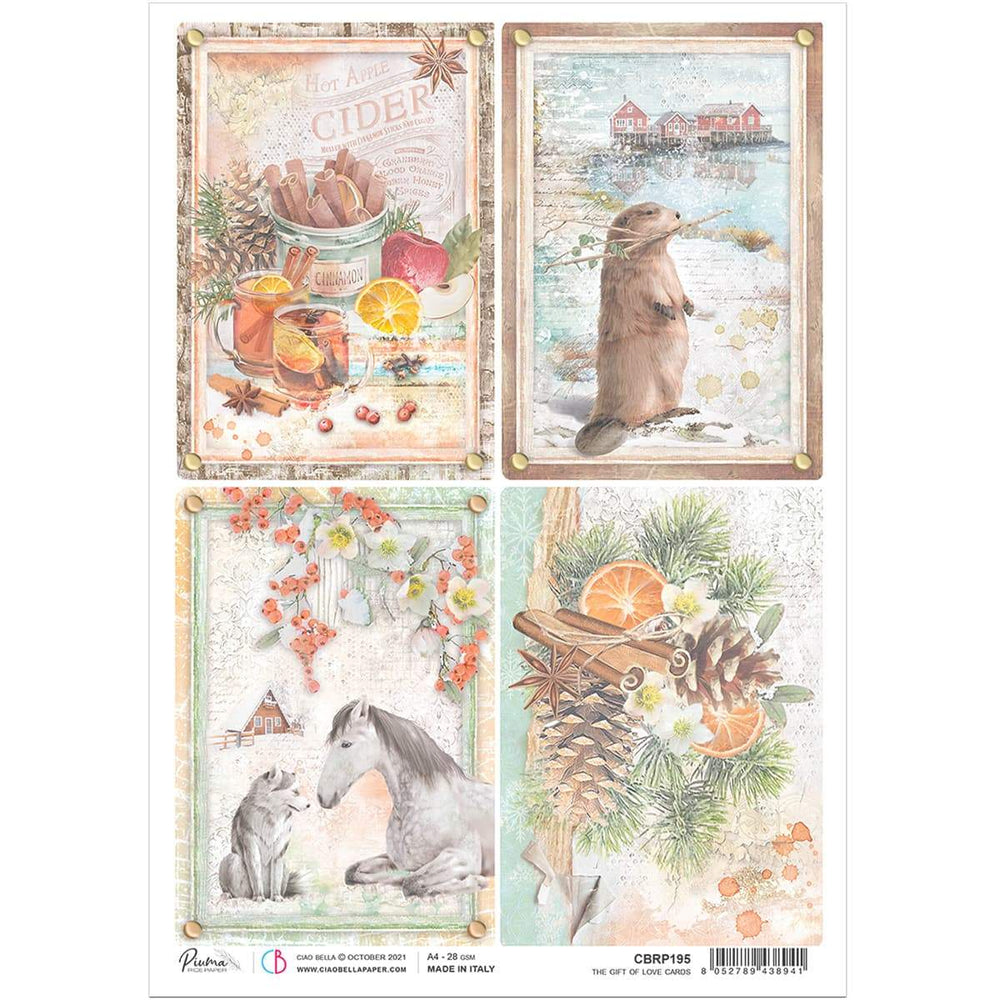 Ciao Bella Papier de Riz A4 Les Cartes Cadeaux d'Amour