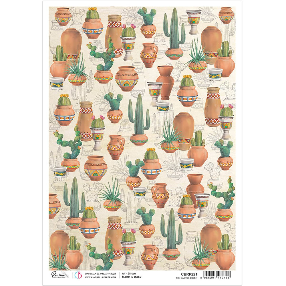 Ciao Bella Papier de Riz A4 L'Amoureux des Cactus