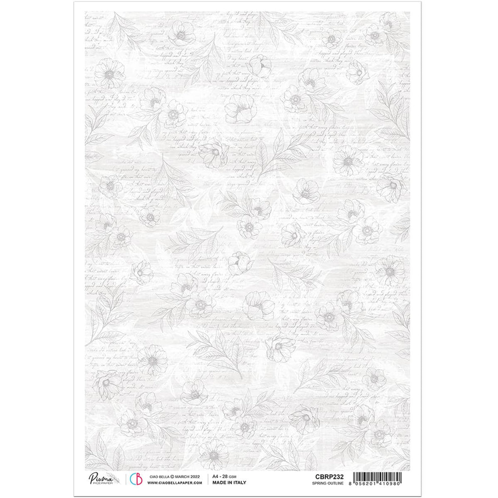 Ciao Bella Rice Paper A4 Spring Outline — Ecstasy Crafts