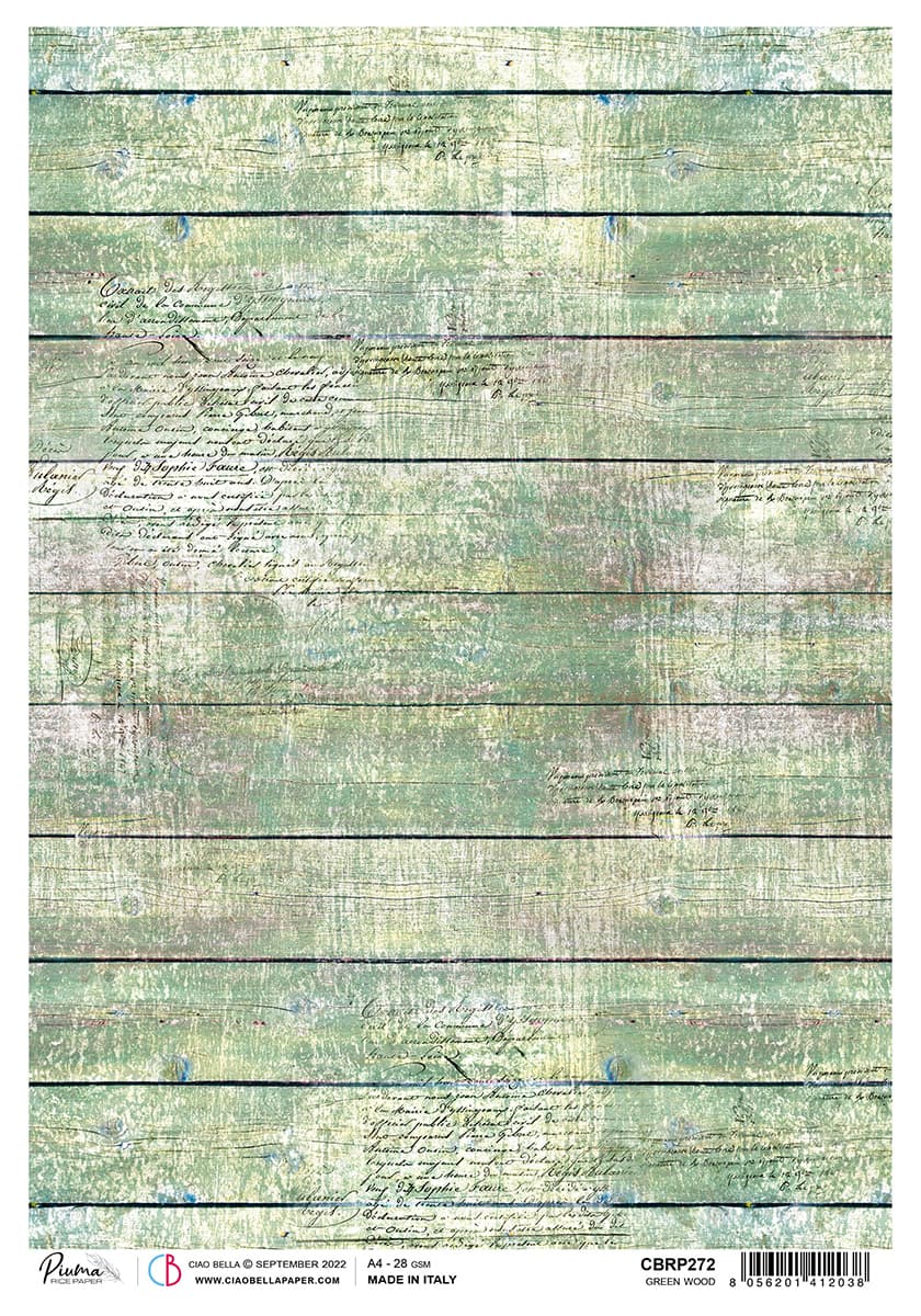 Rice Paper A4 Piuma Green wood - 5 Sheets — Ecstasy Crafts