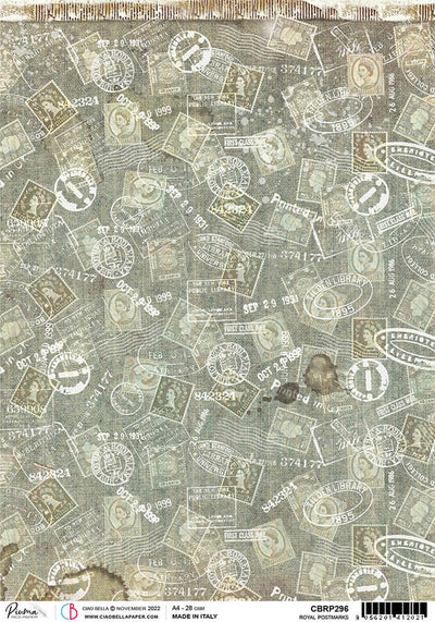Papier de riz A4 Piuma Royal Postmarks - 5 feuilles