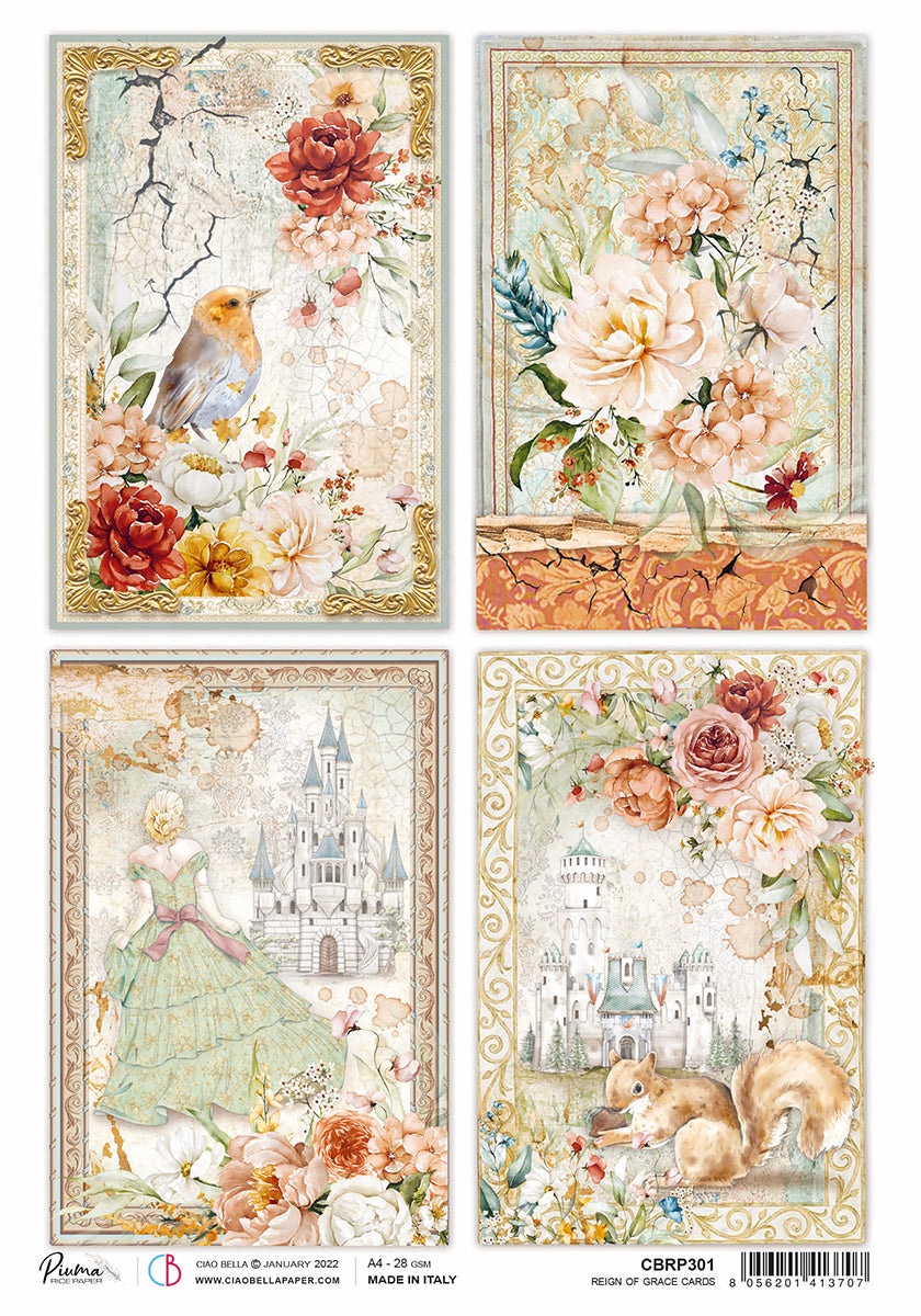 Papiers de riz A4 Piuma - Collection Reign of Grace - 5 feuilles