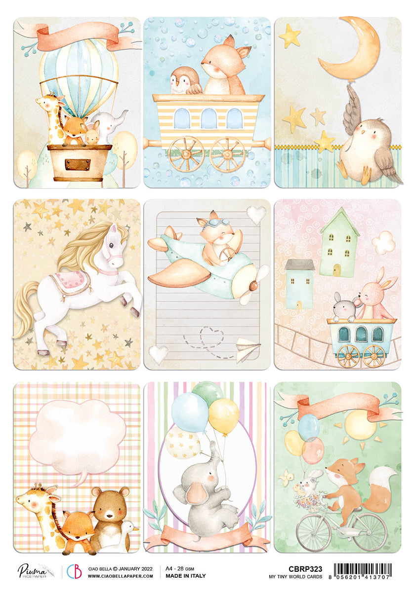 Ciao Bella Rice Paper A4 Piuma My Tiny World Cards - 5 Sheets — Ecstasy Crafts