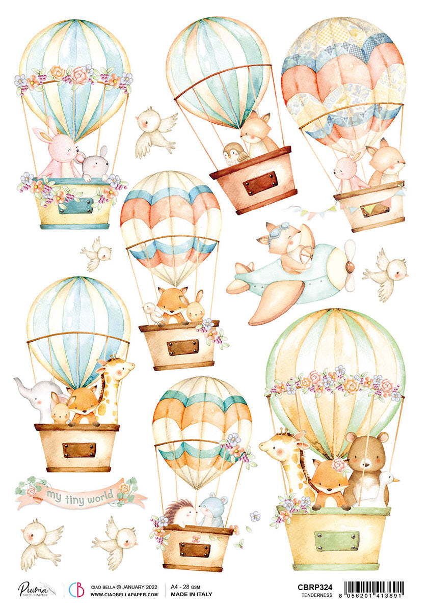 Ciao Bella Rice Paper A4 Piuma Tenderness - 5 Sheets — Ecstasy Crafts
