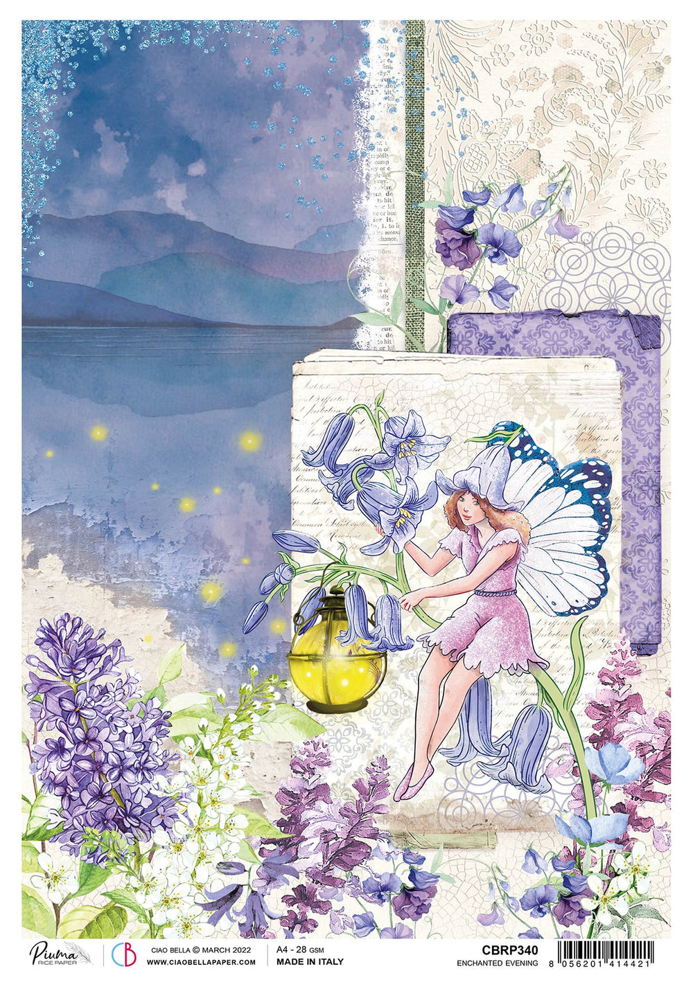 Ciao Bella Papier de Riz A4 Piuma Soirée Enchantée - 5 Feuilles